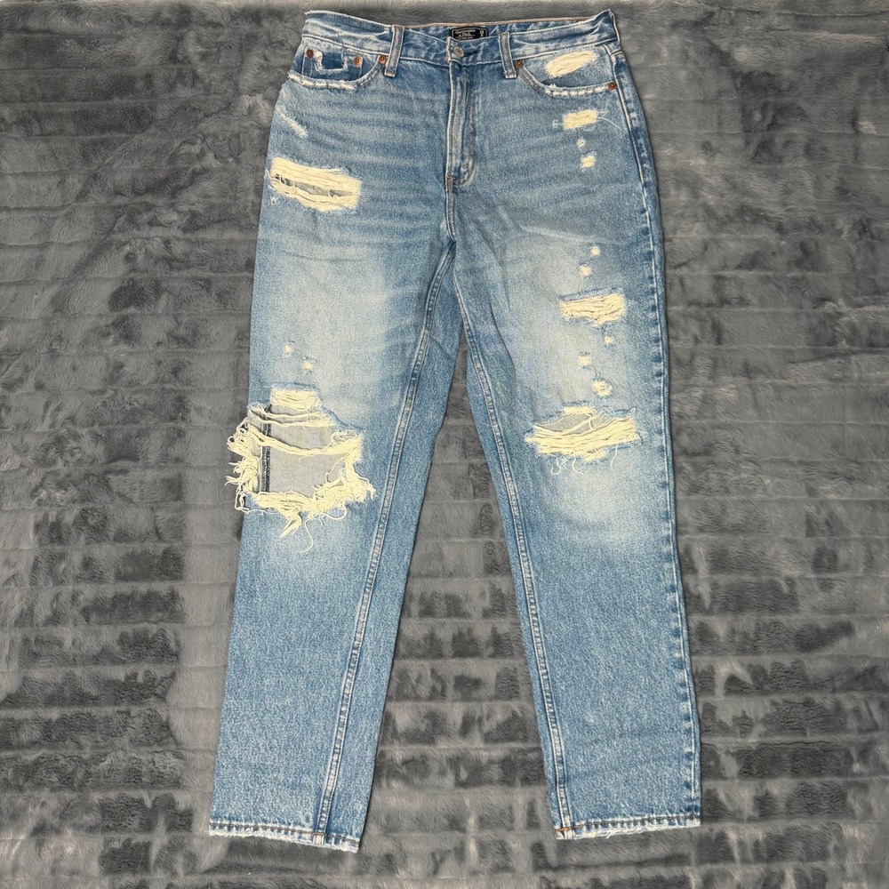 Abercrombie & Fitch Distressed Light Blue High-Rise Jeans
